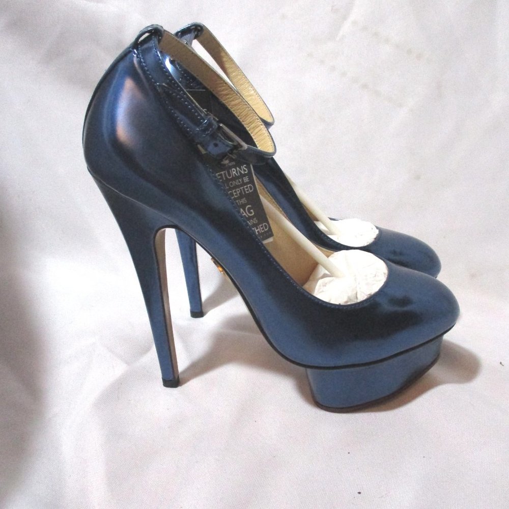 NEW CHARLOTTE OLYMPIA DOLORES High HEEL Pump Shoe Platform NWT ELECTRIC BLUE - Picture 2 of 9